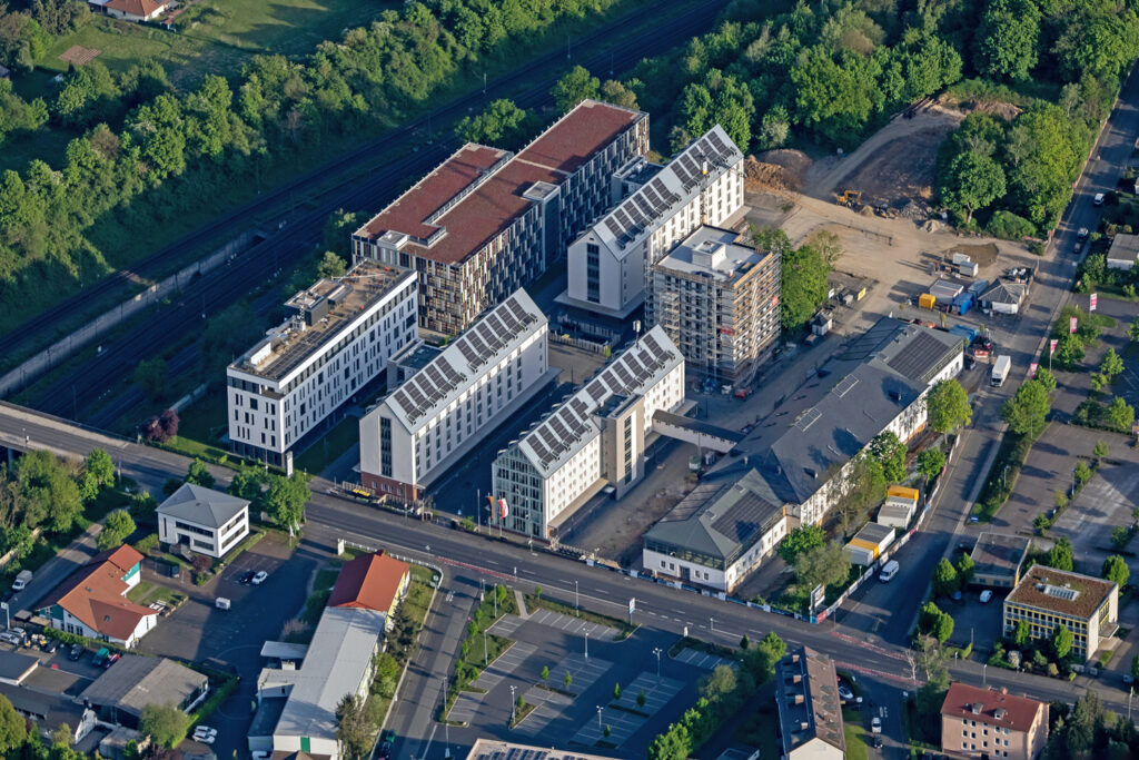 heeresbäckerei, kassel, magazinhof, denkmal, denkmalschutz, büro, architektur, niederzwehren, revitalisierung, dgn gold, wired score gold, drohne, luftbild, orthofoto